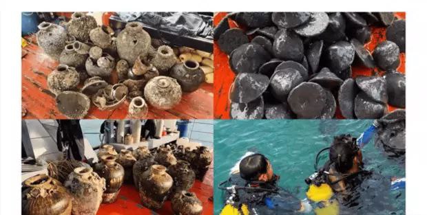 柬埔寨西港海底发现一批文物