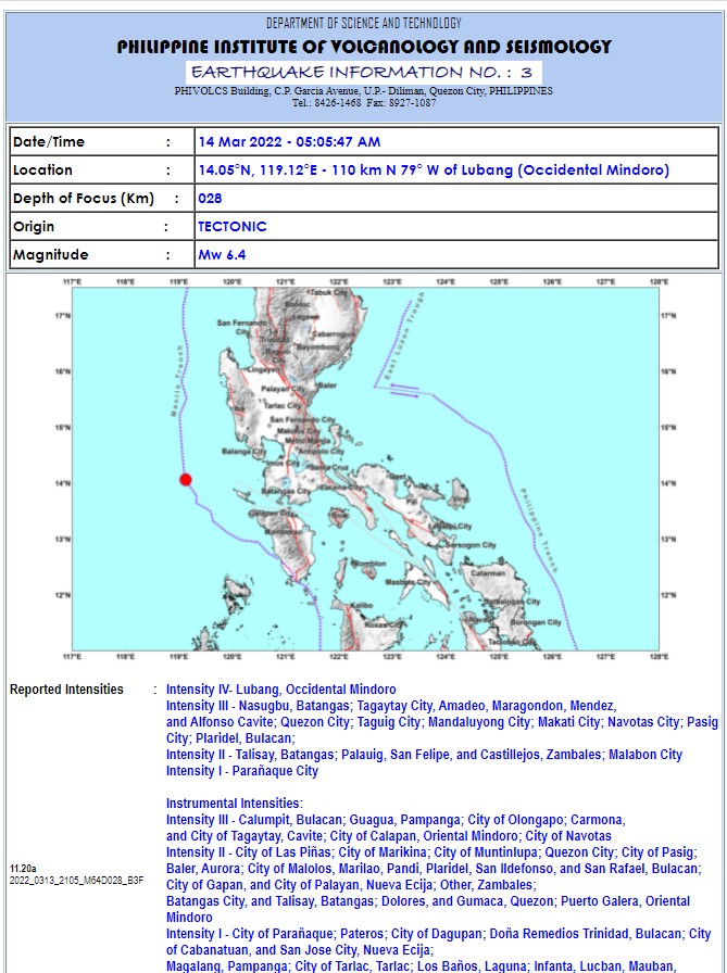菲律宾吕宋岛南部外海发生6.4级强震 首都区略有震感