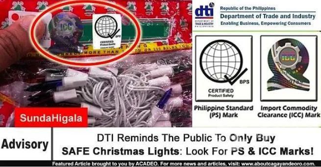 菲律宾贸工部提醒公众只购买贴有PS+ICC贴纸圣诞灯